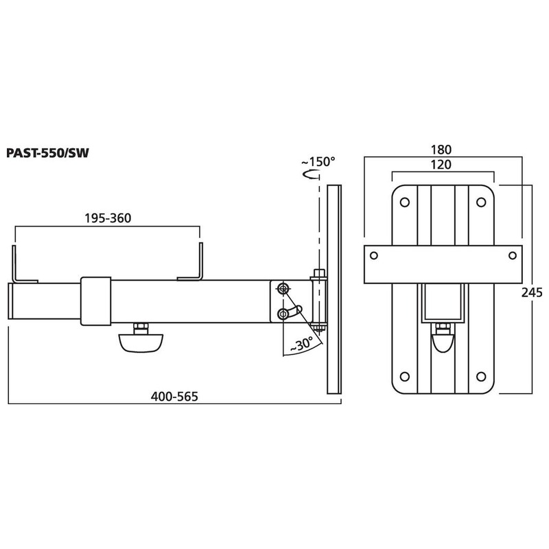 Suport de perete pentru sisteme de difuzoare PA din lemn, PAST-550/SV, Monacor 2 Suport de perete pentru sisteme de difuzoare PA din lemn, PAST-550/SV, Monacor - imagine 2