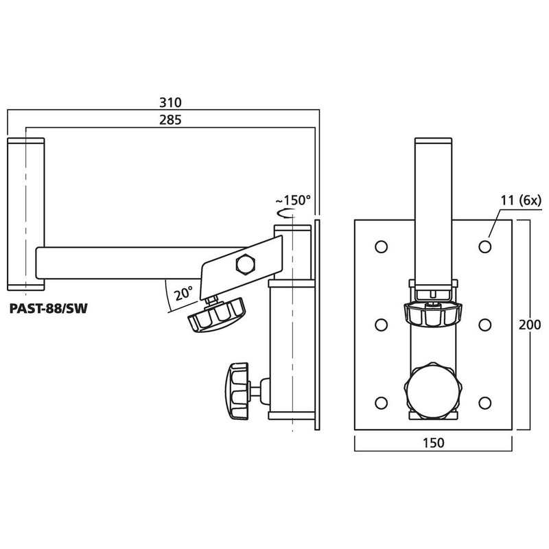 Suport de perete pentru sisteme de difuzoare PA, PAST-88/SW, Monacor 2 Suport de perete pentru sisteme de difuzoare PA, PAST-88/SW, Monacor - imagine 2