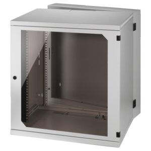 Rack de perete, 12 RU, pentru dispozitive de 482 mm (19"), fata de sticla securizata, RACK-12WP, Monacor