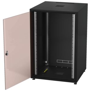 Rack de studio profesional, 18 RU, pentru dispozitive de 482 mm (19″), fata de sticla securizata, RACK-18GD/SW, Monacor 1 Rack de studio profesional, 18 RU, pentru dispozitive de 482 mm (19″), fata de sticla securizata, RACK-18GD/SW, Monacor