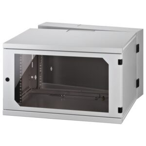 Rack de perete, 6 RU, pentru dispozitive de 482 mm (19″), fata de sticla securizata, RACK-6WP, Monacor 1 Rack de perete, 6 RU, pentru dispozitive de 482 mm (19″), fata de sticla securizata, RACK-6WP, Monacor