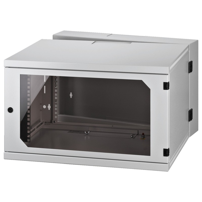 Rack de perete, 6 RU, pentru dispozitive de 482 mm (19″), fata de sticla securizata, RACK-6WP, Monacor 1 Rack de perete, 6 RU, pentru dispozitive de 482 mm (19″), fata de sticla securizata, RACK-6WP, Monacor