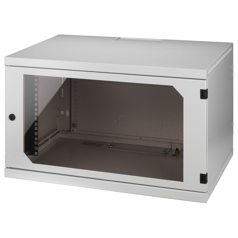 Rack de perete, 6 RU, pentru dispozitive de 482 mm (19″), fata de sticla securizata, RACK-6W, Monacor 1 Rack de perete, 6 RU, pentru dispozitive de 482 mm (19″), fata de sticla securizata, RACK-6W, Monacor