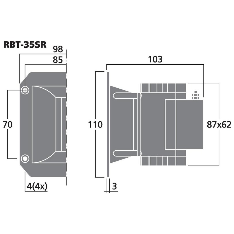 Pereche de tweetere cu panglică de înaltă calitate, 12 W, 7 Ω, RBT-35SR, Monacor 2 Pereche de tweetere cu panglică de înaltă calitate, 12 W, 7 Ω, RBT-35SR, Monacor - imagine 2