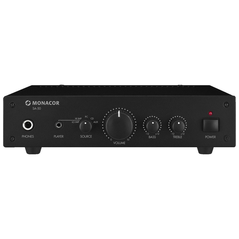 Amplificator stereo universal compact, 25 W, cu 2 canale, 4Ω, 8Ω, 2 x 12,5 W / 2 x 10 W, SA-50, Monacor 1 Amplificator stereo universal compact, 25 W, cu 2 canale, 4Ω, 8Ω, 2 x 12,5 W / 2 x 10 W, SA-50, Monacor