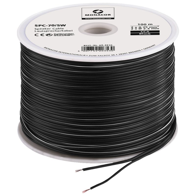 Cablu difuzor calitate economica, 2 x 0,75 mm2, 100 m, CCA, SPC-70/SW, Monacor 2 Cablu difuzor calitate economica, 2 x 0,75 mm2, 100 m, CCA, SPC-70/SW, Monacor - imagine 2