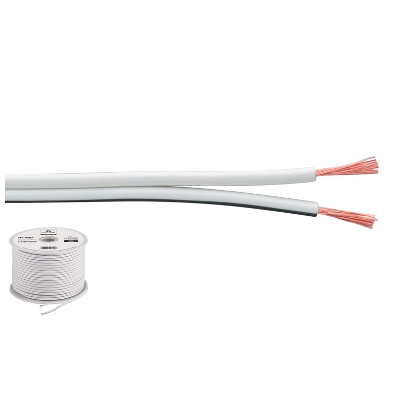 Cablu difuzor calitate economica, 2 x 0,75 mm2, 100 m, CCA, alb, SPC-70/WS, Monacor 1 Cablu difuzor calitate economica, 2 x 0,75 mm2, 100 m, CCA, alb, SPC-70/WS, Monacor