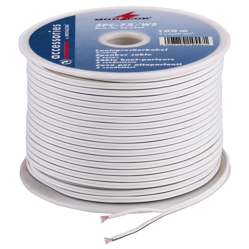Cablu difuzor calitate standard, 2 x 0,75 mm2, 100 m, alb SPC-75/WS, Monacor 2 Cablu difuzor calitate standard, 2 x 0,75 mm2, 100 m, alb SPC-75/WS, Monacor - imagine 2