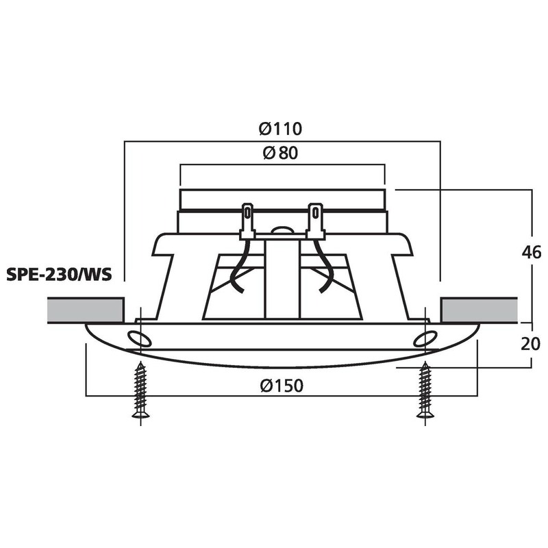 Difuzoare de plafon (pereche) pentru adresare publica, cu impedanta 8Ω, 25 W, alb, SPE-230/WS, Monacor 2 Difuzoare de plafon (pereche) pentru adresare publica, cu impedanta 8Ω, 25 W, alb, SPE-230/WS, Monacor - imagine 2