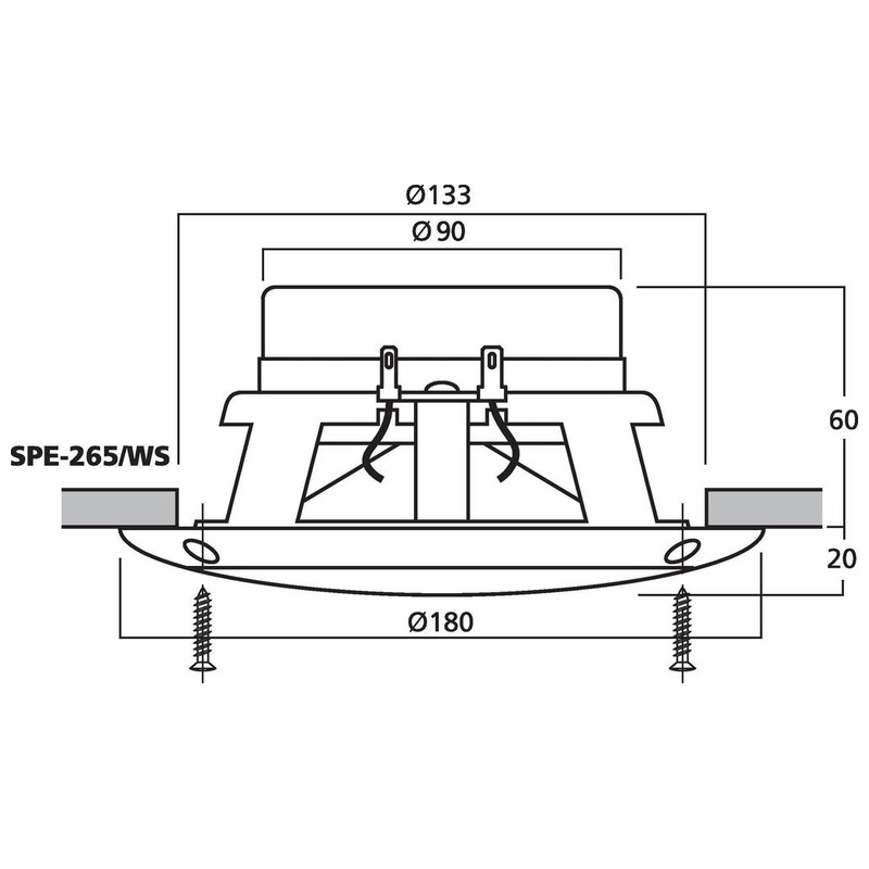Difuzoare de plafon (pereche) pentru adresare publica, cu impedanta 8Ω, 30 W, alb, SPE-265/WS, Monacor 2 Difuzoare de plafon (pereche) pentru adresare publica, cu impedanta 8Ω, 30 W, alb, SPE-265/WS, Monacor - imagine 2