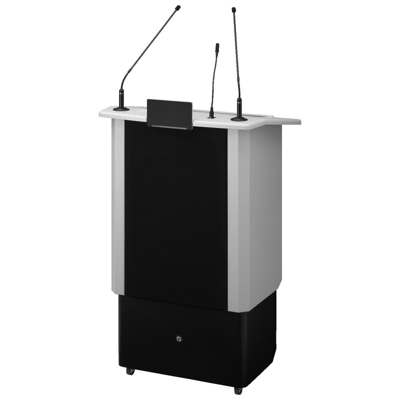 Pupitru profesional cu reglare electrică a înălțimii și sistem de amplificare wireless integrat, SPEECH-500/GR, Monacor 1 pupitru reglabil electric Monacor SPEECH-500 cu sistem de amplificare integrat