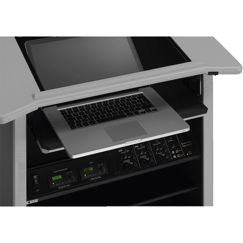 Pupitru profesional cu reglare electrică a înălțimii și sistem de amplificare wireless integrat, SPEECH-500/GR, Monacor 4 Pupitru profesional cu reglare electrică a înălțimii și sistem de amplificare wireless integrat, SPEECH-500/GR, Monacor - imagine 4