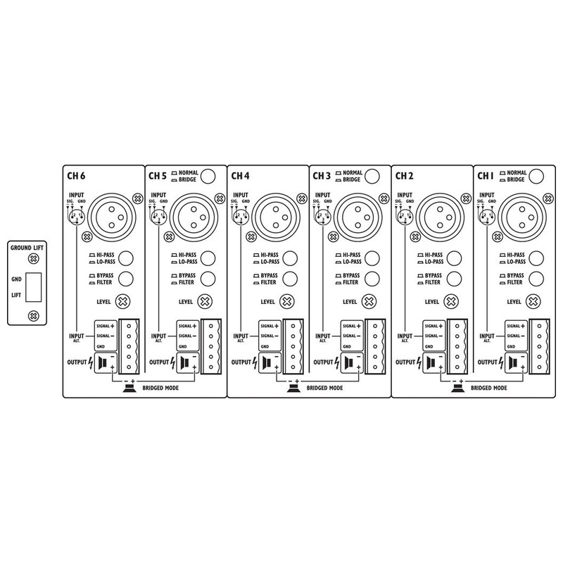 Amplificator cu limitator integrat, pentru adresare publica, cu 6 canale, 960 W, 4Ω / 6 x 160 W, 8Ω / 6 x 100 W, STA-1506, Monacor 3 Amplificator cu limitator integrat, pentru adresare publica, cu 6 canale, 960 W, 4Ω / 6 x 160 W, 8Ω / 6 x 100 W, STA-1506, Monacor - imagine 3
