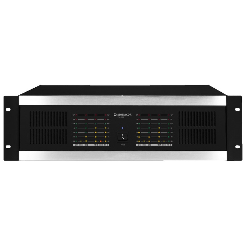 Amplificator cu limitator integrat, pentru adresare publica, cu 8 canale, 1280 W, 4Ω / 8 x 160 W, 8Ω / 8 x 100 W, STA-1508, Monacor 1 Amplificator cu limitator integrat, pentru adresare publica, cu 8 canale, 1280 W, 4Ω / 8 x 160 W, 8Ω / 8 x 100 W, STA-1508, Monacor