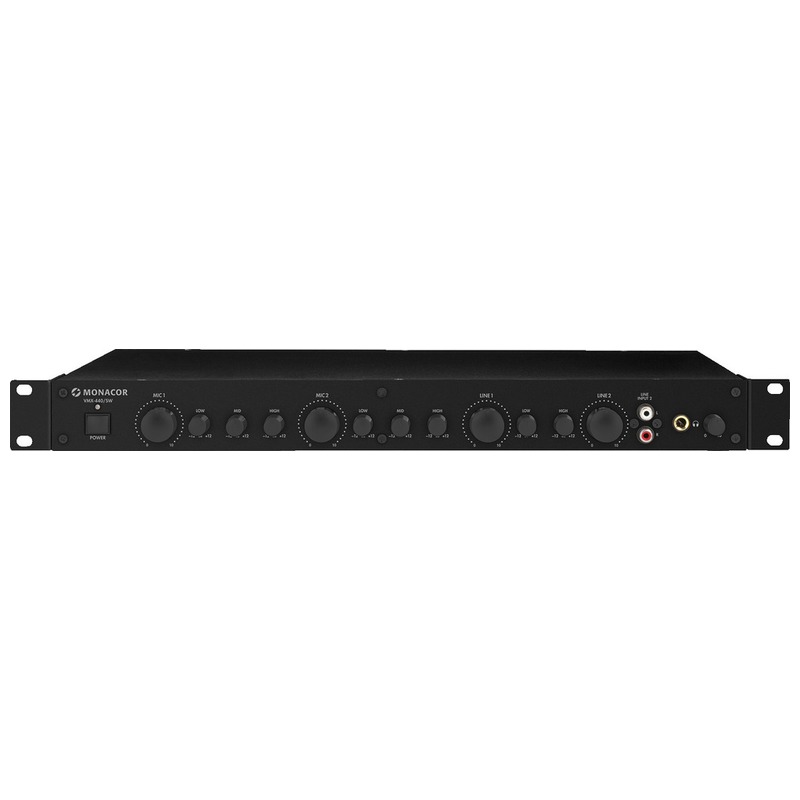 Mixer de linie pentru microfon cu 4 canale, 5 intrari, VMX-440/SW, Monacor 1 mixer de linie 4 canale pentru microfon Monacor AVISystems